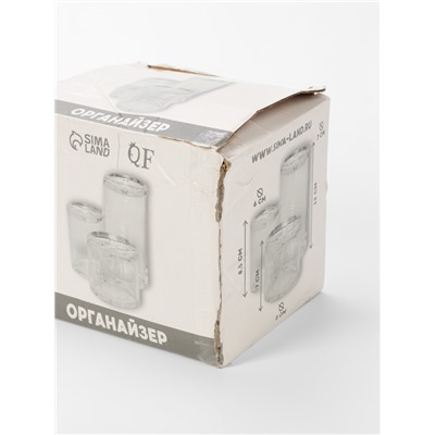 УЦЕНКА Органайзер для ватных палочек и дисков, с крышкой, 3 секции, 14×14×13 см, прозрачный