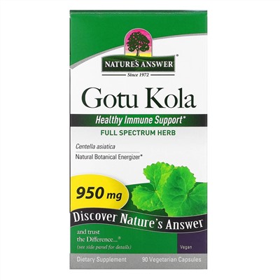 Nature's Answer, готу кола, 475  мг, 90 вегетарианских капсул