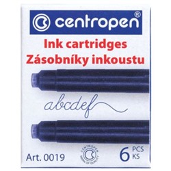 Катриджи для ручек 0019/06 (цена за 6 шт) синий Centropen