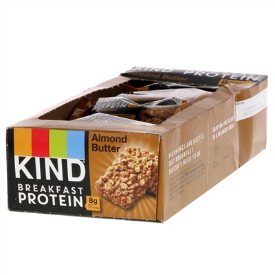 KIND Bars, Протеин для завтрака, миндальное масло, 8 упаковок по 2 батончика, по 1,76 унции (50 г) каждый