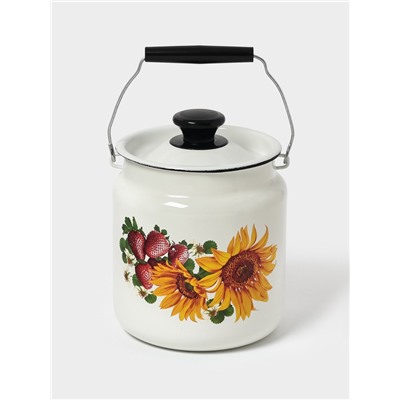 Бидон эмалированный, 3 л, с ручкой и крышкой, белый, рисунок МИКС