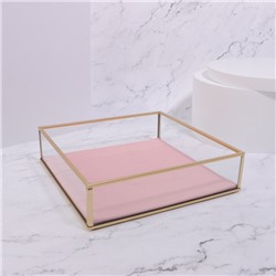 Органайзер для хранения «PINK RIPPLES», стеклянный, 20×20×5 см, цвет медный, розовый