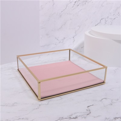 Органайзер для хранения «PINK RIPPLES», стеклянный, 20×20×5 см, цвет медный, розовый