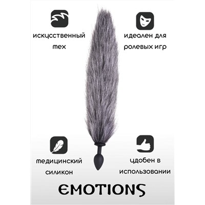 Черная анальная пробка с хвостом Emotions Shaggy