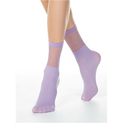 Полиамидные CONTE FANTASY Удлиненные носки с прозрачным верхом в горошек