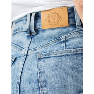 Юбка на запАх из эластичного денима