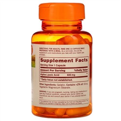 Sundown Naturals, Альфа-липоевая кислота, 600 мг, 60 капсул