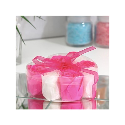 Мыльные розы, фуксия и белые, набор 9 шт.