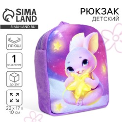 Рюкзак детский плюшевый для девочки «Зайка со звездочкой», 22×17 см