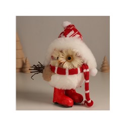 Фигурка новогодняя «Совёнок в шапке-ушанке и шарфе», 15×8.5×17.5 см