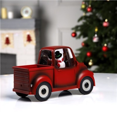 Светодиодная фигура «Машина снеговика» 22×11×9 см, пластик, батарейки ААх3 (не в комплекте), USB, свечение тёплое белое