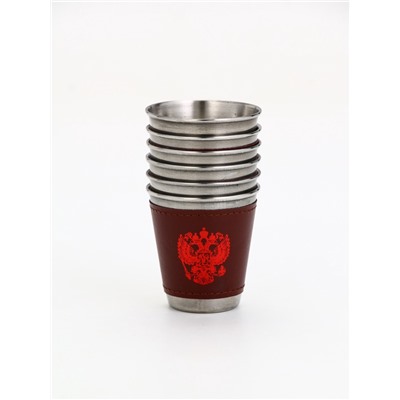 Стопки в чехле «Герб», нержавеющая сталь, набор 6 шт. × 75 мл