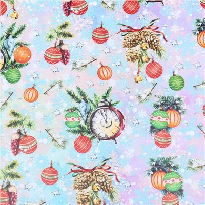 Бумага упаковочная новогодняя глянцевая «Акварельные шарики », 70×100 см