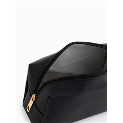 Косметичка женская на молнии, маленькая, объёмная, на подкладке, чёрная