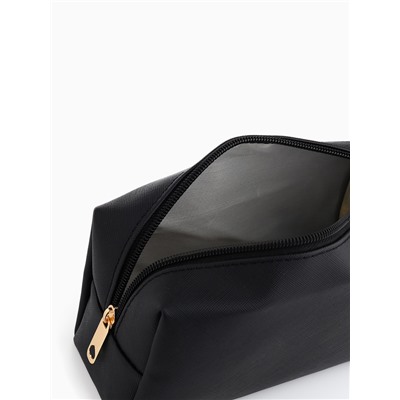 Косметичка женская на молнии, маленькая, объёмная, на подкладке, чёрная
