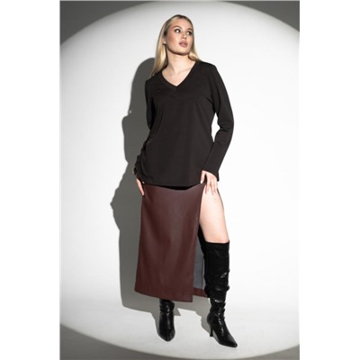 Лонгслив с V- образным вырезом (Шоколад)
