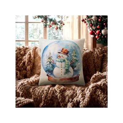 Наволочка декоративная новогодняя «Этель. Снеговик» 40×40 см