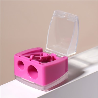 Точилка косметическая, с двойной крышкой, двойная, МИКС