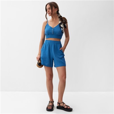 Топ укороченный женский MIST Muslin размер L, синий