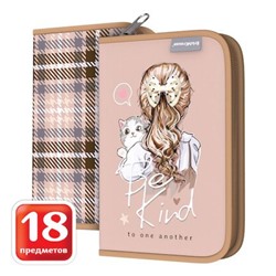 Пенал 2-х ств. 205х135х30 мм Lovely Friends 57561 с наполнением ErichKrause