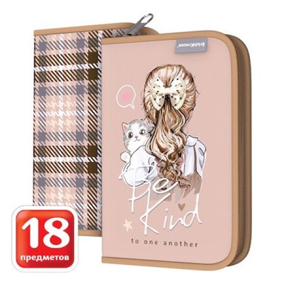 Пенал 2-х ств. 205х135х30 мм Lovely Friends 57561 с наполнением ErichKrause