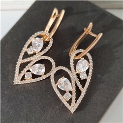 Серьги ювелирная бижутерия  коллекция "Дубай" позолота, цвет камня: белый, 37265, арт.947.305