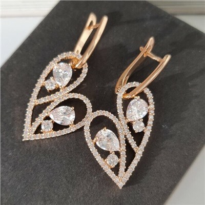 Серьги ювелирная бижутерия  коллекция "Дубай" позолота, цвет камня: белый, 37265, арт.947.305