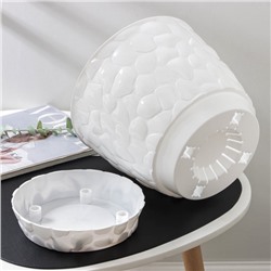 Горшок для цветов с поддоном «Камни», 8 л, пластиковый, белый