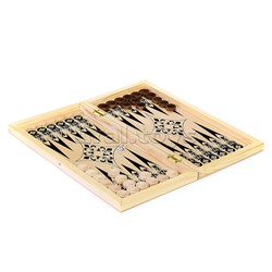 Нарды дерев. малые + шашки 2в1 (420х210мм) дерев.фишки