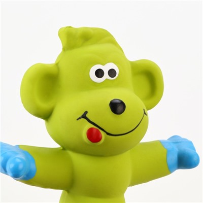 Игрушка для собак «Обезьянка», 21 см, пищащая, латекс, зелёная