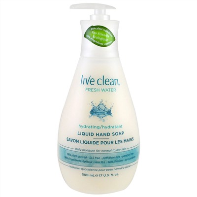 Live Clean, увлажняющее жидкое мыло для рук, свежая вода, 500 мл (17 жидк. унций)