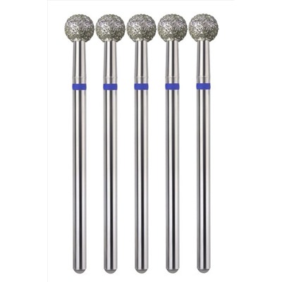 Manita Professional Фреза алмазная шар для аппаратного маникюра 866.104.001.048.050 ФАШ-5C, синяя насечка, ø 5 мм, 5 шт. KRISTALLER, 1231202