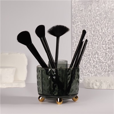 Подставка для хранения косметики GREEN, 6 секций, d=12.2×10.8 см, цвет зелёный, золотистый