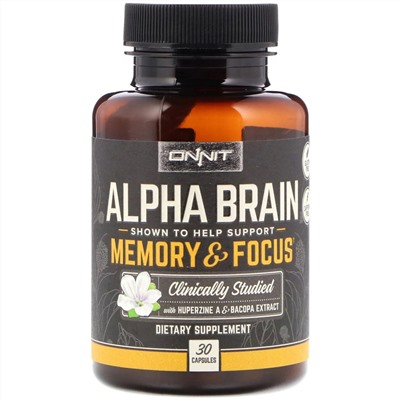 Onnit, Alpha Brain, память и концентрация, 30 капсул