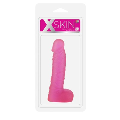 Розовый фаллоимитатор XSKIN 7 PVC DONG TRANSPARENT PINK - 18 см.