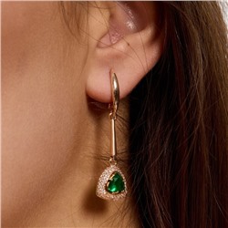 Комплект ювелирной бижутерии коллекция "Дубай" серьги и кольцо 19 р покрытие позолота, вставка: фианиты и цирконы, цвет: зеленый и прозрачный, арт.215.616-19