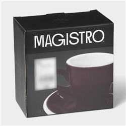 Кофейная пара Magistro Coffee time, 2 предмета: чашка 180 мл, блюдце d=14.5 см, фарфор, коричневый