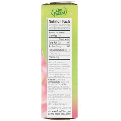 True Citrus, Настоящий лайм, лаймад из черной вишни, 10 пакетиков, 1,06 унц. (30 г)