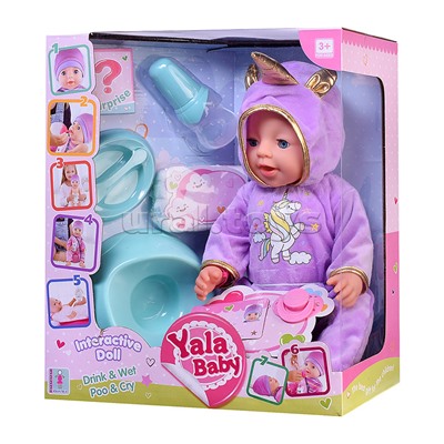 Пупс в костюме единорога (пьет, писает, слезы) с аксессуарами, в коробке