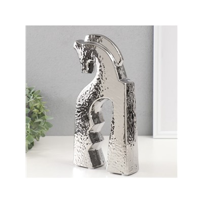 Фигурка керамика «Верный конь», серебро, 4.8×14.5×29 см