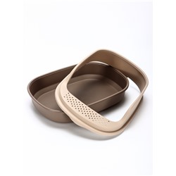 Лоток для кошек Фур-Мур 48×35.5 см с высоким бортом + совок, Soft-touch, капучино