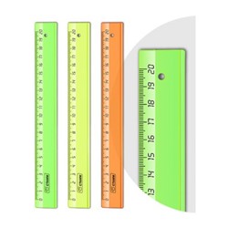 Линейка пластиковая 20 см прозрачная, неоновые цвета, ассорти ЛН12 Стамм