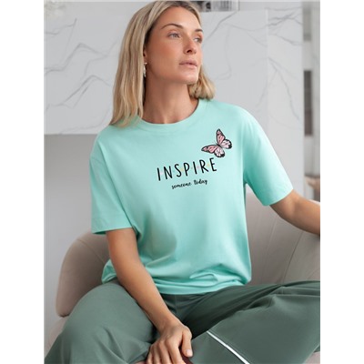 Футболка с принтом свободная эластичная из премиального хлопка