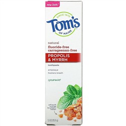 Tom's of Maine, зубная паста с прополисом и миррой, без фторида, мята, 155,9 г (5,5 унции)