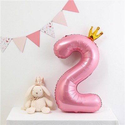 Воздушный шар фольгированный 40" «Цифра 2 с короной»