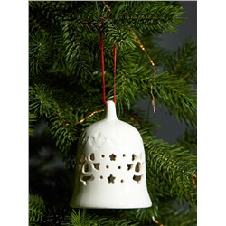 Ёлочный шар с подсветкой «Колокольчик», 10.5×8.3×8.3 см, 1 LED, керамика, от батареек LR44×3, керамика, свечение тёплое белое