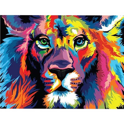 Алмазная мозаика с полным заполнением на холсте «Лев», 30×40 см