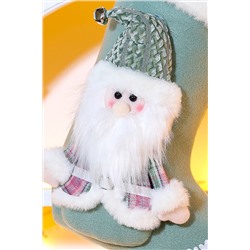 Новогодний носок для подарков зеленый Дед мороз 1 шт