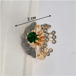 Кольцо 19 р ювелирная бижутерия коллекция "Дубай", вставка: фианиты, цвет: прозрачный и зеленый, арт.313.383-19