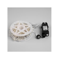 Гирлянда «Мишура» 20 м роса, IP44, серебристая нить, 600 LED, 8 режимов, свечение мульти, 18 В